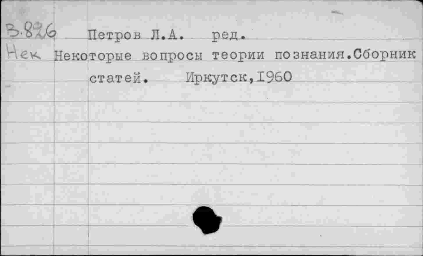 ﻿? —Петров Л.А. ред.
Некоторые вопросы теории
по знания.Сборник
статей. Иркутск,1960